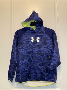 Under Armour Purple Camo Hoodie with Neon Lime Lining size xl